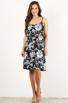 Black & White Spaghetti Strap Dress with Top Flounce