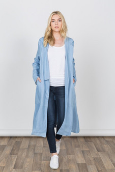 BLUSHING HEART Long Jacket with Button Front