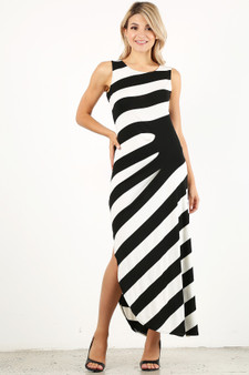 NALGAE WING Striped Sleeveless Maxi Dress with Side Split