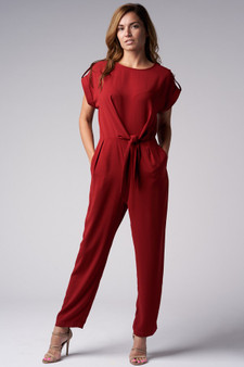 BLUES & GREYS Front Tie Jumpsuit with Tab Button Details