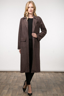 BLUSHING HEART Faux Suede Jacket with Front Patch Pockets