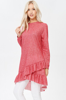 RED LOLLY Knit Dress or Tunic with Ruffled Hem Available in 2 Colors