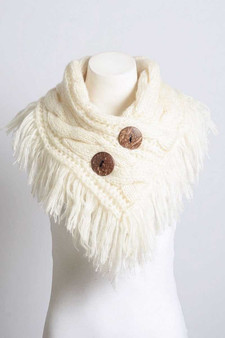 Stylish Fringe Button Scarf in 2 Colors