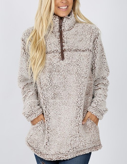 SOFT SHERPA QUARTER ZIP WITH SIDE POCKETS AVAILABLE IN 5 COLORS
