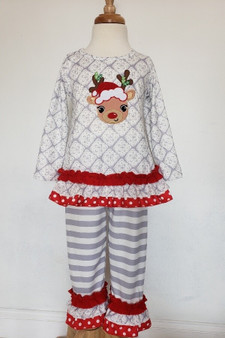 Clover Cottage Rudolph Toddler Girls Pant Set