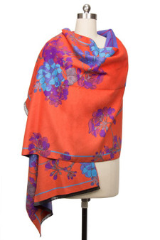 SAACHI Reversible Praachy Bright Floral Silk Scarf