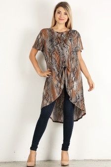 NALGAE WING Snake Print Short Sleeve Top With Hi-Lo Hem