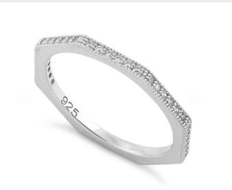 Sterling Silver Octagon CZ Ring