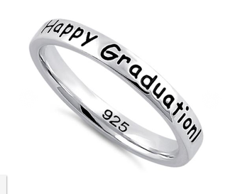 Sterling Silver "Happy Graduation! We're so proud of you!" Ring