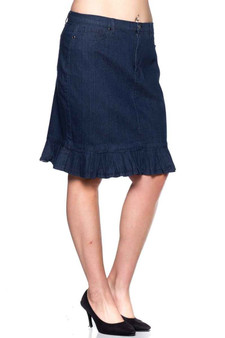 BE GIRL Stretch Denim Skirt with Ruffle Hem Line