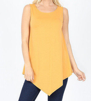PREMIUM SLEEVELESS SCOOP NECK TRIANGLE HEM TOP AVAILABLE IN 2 COLORS