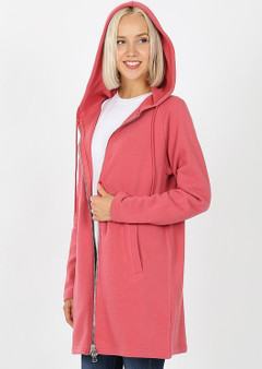 TWO WAY METAL ZIPPERS HOODIE SWEATSHIRT JACKET 