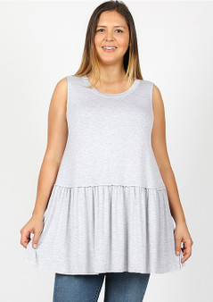 PLUS SIZE RUFFLE BOTTOM SLEEVELESS TOP VARIOUS COLOR