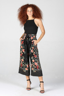 FLORAL WIDE LEG CROP PANTS