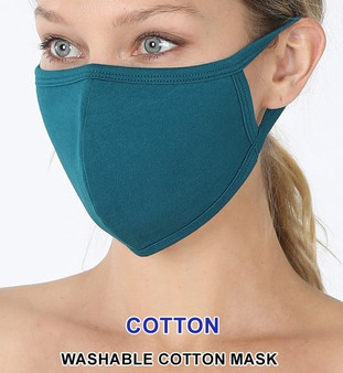 ADULT SIZE WASHABLE COTTON MASK TEAL COLOR