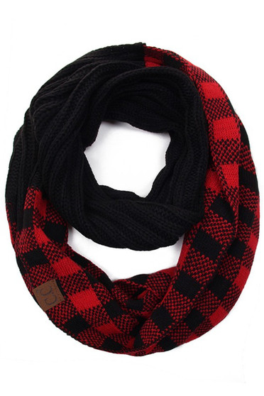 C. C. Buffalo Plaid Knit Infinity Scarf Various Colors