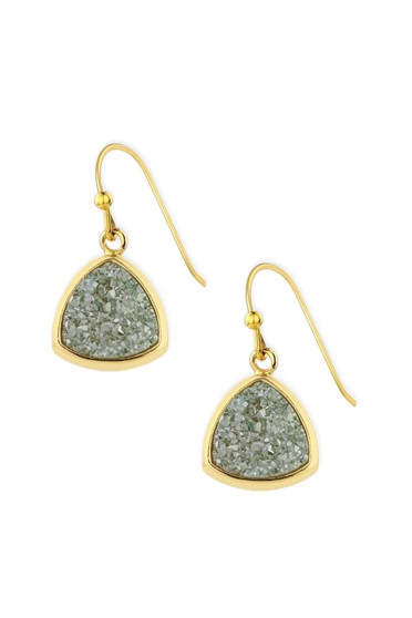 SAACHI Triangle Dangle Druzy Earring Aqua