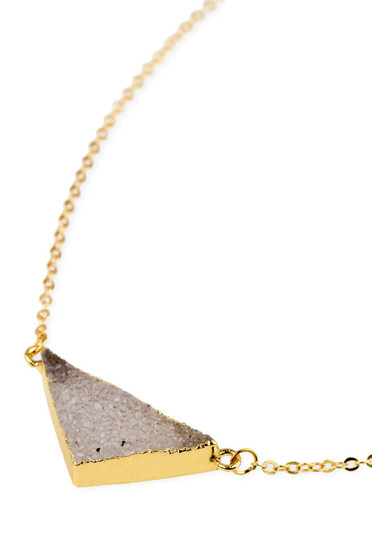 Saachi Triangle Druzy Necklace in Neutral Tones