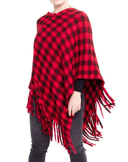 HANA Buffalo Plaid Poncho