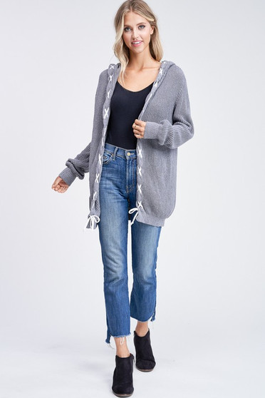 PAPERMOON Hazel Laced Detail Hooded Sweater Cardigan
