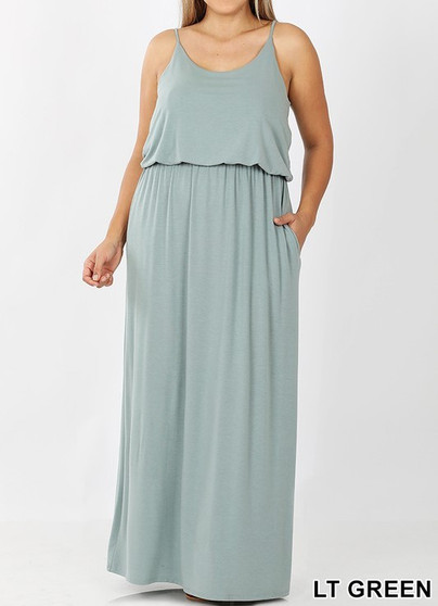 PLUS SIZE ADJUSTABLE STRAP TWO LAYER MAXI DRESS