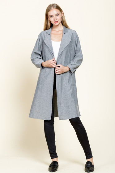 MITTOSHOP CHAMBRAY FRONT POCKETED BACK STRAP JACKET