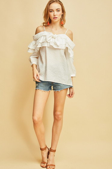 Entro Off Shoulder Adjustable Strap Top Off White