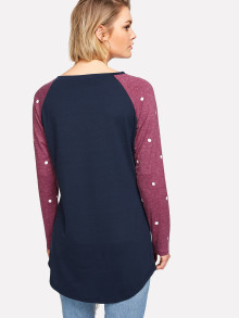 Navy & Dots Raglan Sleeve Top