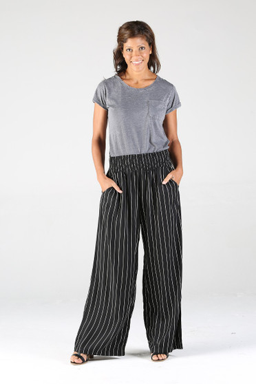 Nostalgia Striped Pants with Smock Waist