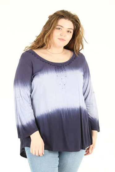 Plus Size Long Sleeve Ombre Top