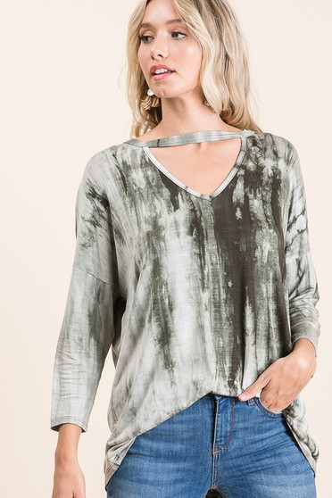 REBORN J Tie Dye T Shirt with V neck choker