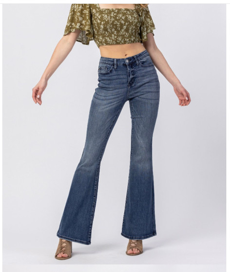 Judy Blue Contrast Flare High Rise Jeans
