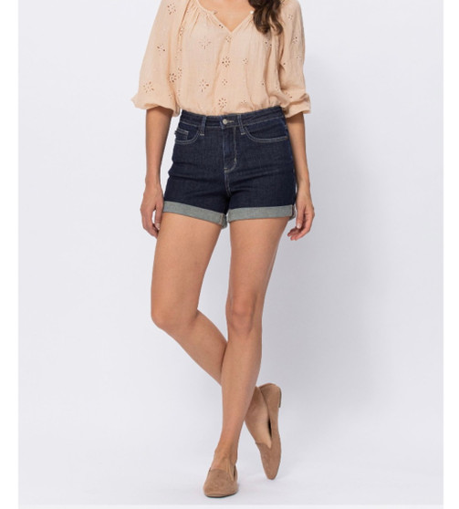 JUDY BLUE STONE WASH CUFFED SHORTS
