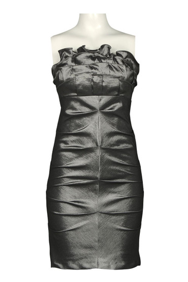 ADRIANNA PAPELL STRAPLESS PLEATED BODICE TAFETTA SHEATH DRESS