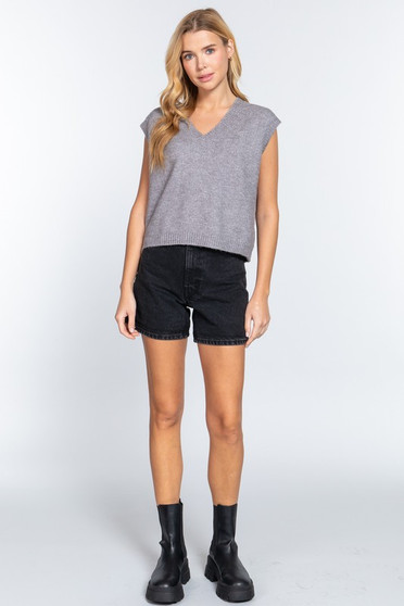 Active Basic Womens V-Neck Cropped Sweater Vest
