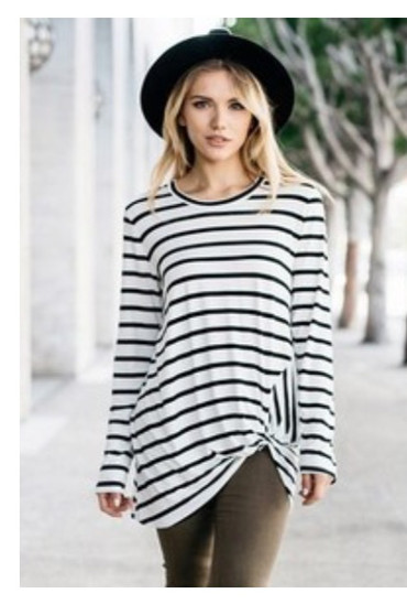 Ivory & Black Striped Knot Top