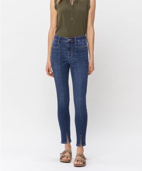 JUDY BLUE HIGH WAIST FRONT SEAM AND SLIT SKINNY JEANS