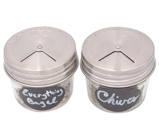 MJL Stainless Steel Spice Shaker Lid For Mason Jars Set of 2