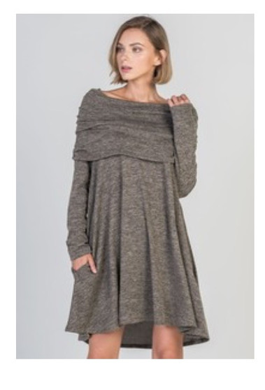 Two Tone Brushed Off Shoulder Dress