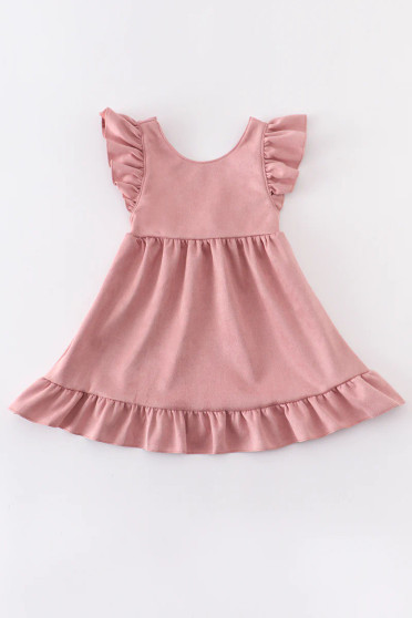 Pink Faux Suede Ruffled Girl’s Jumper