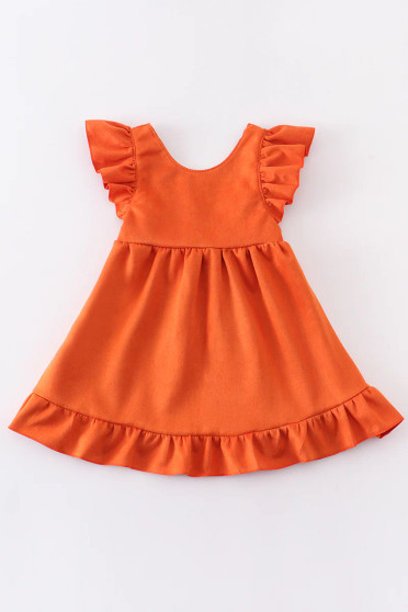 Honeydew Orange Faux Suede Ruffled Girl’s Jumper