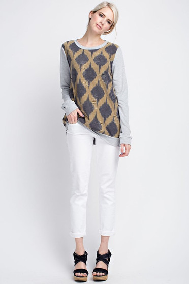 12PM BY MON AMI Distressed Abstract Top