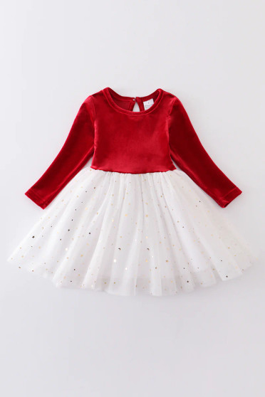 Honeydew Red velvet sparkling girls dress
