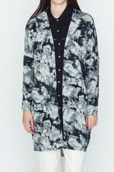 VERY J Floral Open Front Cardigan