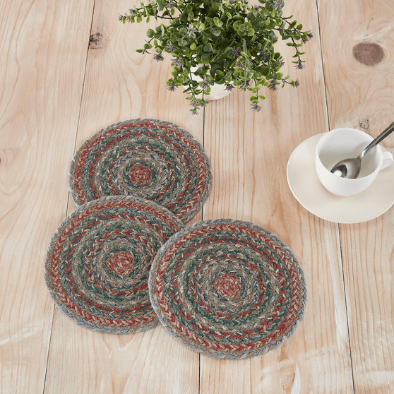 VHC Multi Jute Trivet 8 Inch Diameter Set of 3