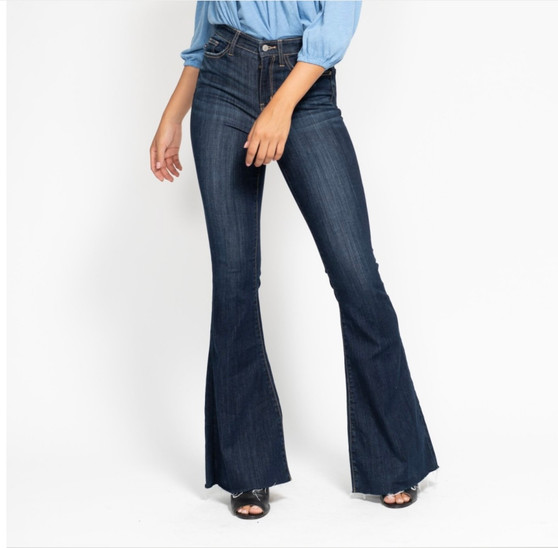 Judy Blue High Waist Raw Hem Flare Jeans (Tall)
