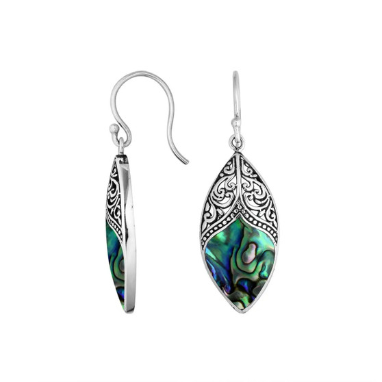 Sterling Silver Marquise Shape Earring With Abalone Shell