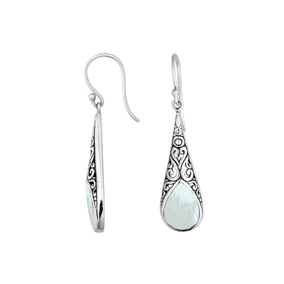 Sterling Silver Pear Shape Earring With Mother Of Pearl