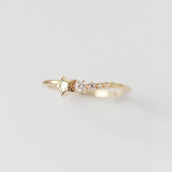 Silver 14k Gold Plated Star Zircon Ring