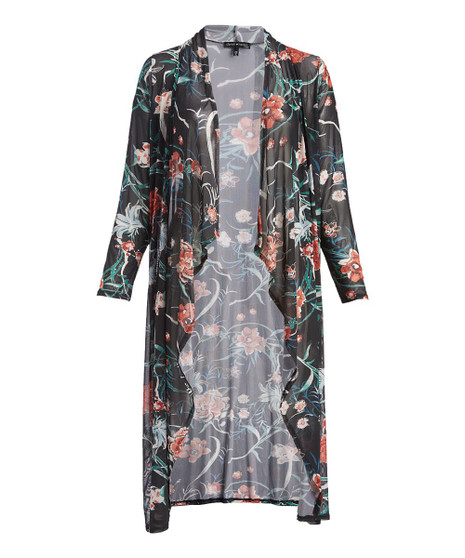 Plus Size Floral Duster Cardigan